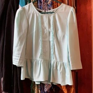 Kylee mint green 3/4 sleeve blouse zip back